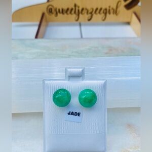 Green Jade Stone of Grace gemstone Stud Earrings 10mm